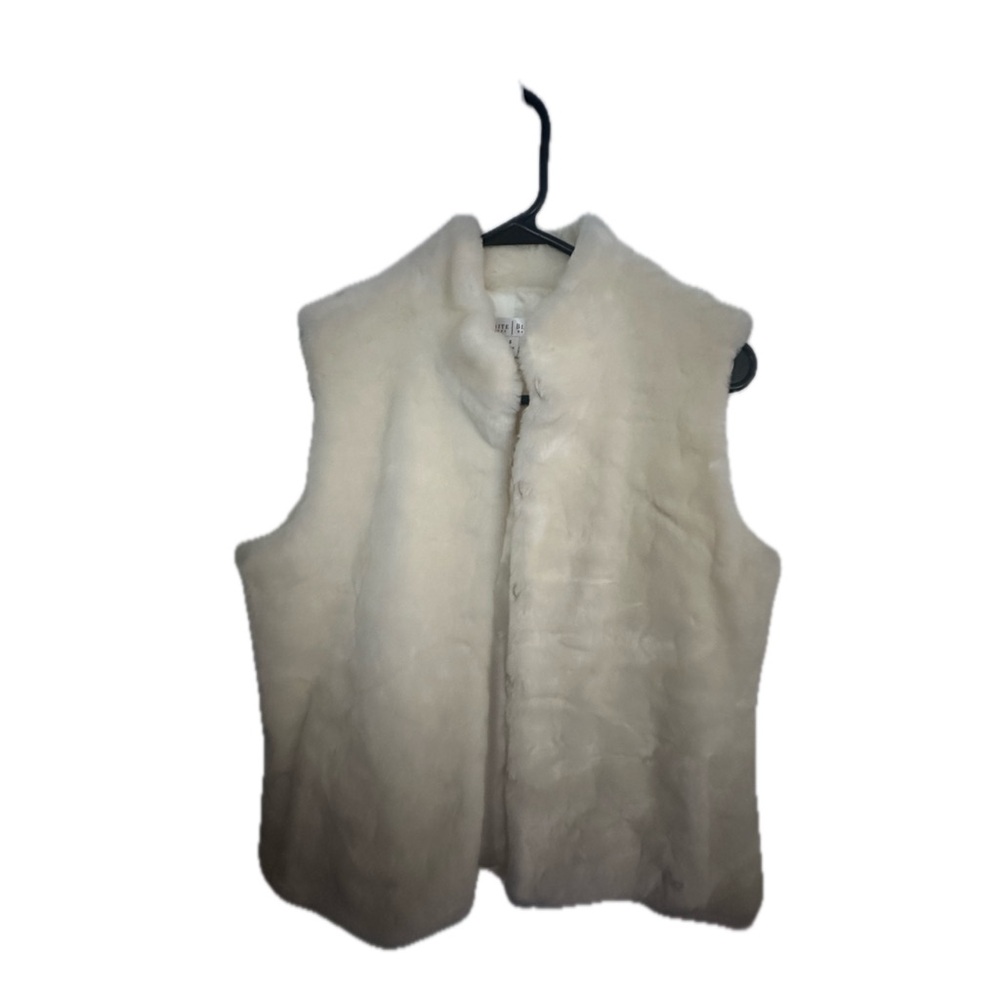 White House Black Market Ivory Faux fur Jacket